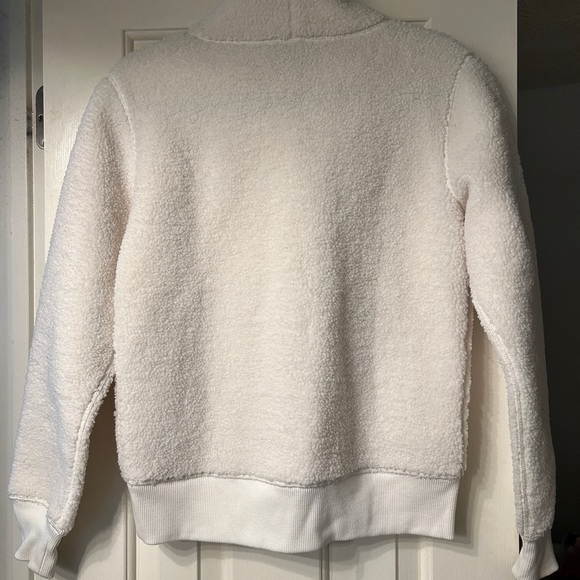 Brooks Brothers Ivory White Teddy Pullover Drawstring Mock Neck Sweatshirt Sz S - Picture 8 of 9